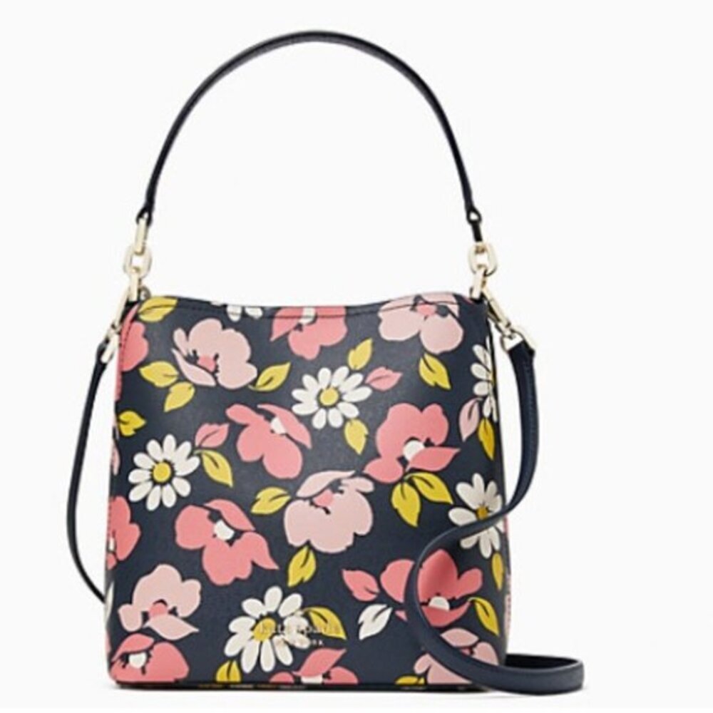 Kate Spade Darcy Small Bucket Bag Road Trip Floral Blue Multi